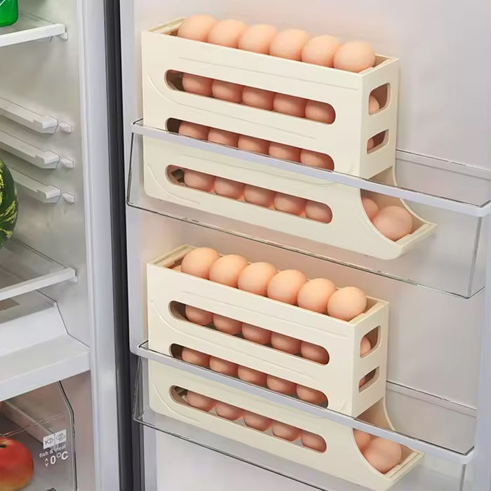 Automatic Scrolling Egg Rack Holder 2-Tier or 4-Tier Space-Saving Egg Storage