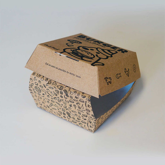 100 Pcs Food-Grade Kraft Burger Takeaway Boxes with Vent Hole 2 Styles