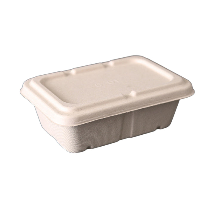 50 Pcs Square Biodegradable Pulp Lunch Boxes Leak-Proof Microwave Freezer Safe 650-950 ml