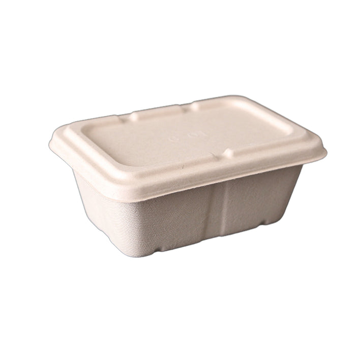 50 Pcs Square Biodegradable Pulp Lunch Boxes Leak-Proof Microwave Freezer Safe 650-950 ml