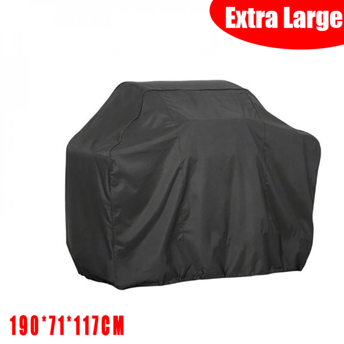 BBQ Grill Cover All-Weather Oxford Cloth Black with Locking Rope