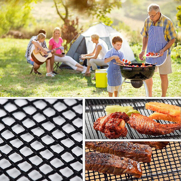 Non-Stick BBQ Grill Mat Teflon Fiberglass Reusable Up to 260°C 2 Sizes 3 / 6 / 10 Pcs