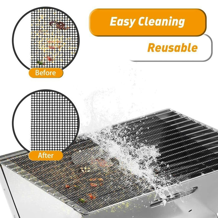 Non-Stick BBQ Grill Mat Teflon Fiberglass Reusable Up to 260°C 2 Sizes 3 / 6 / 10 Pcs