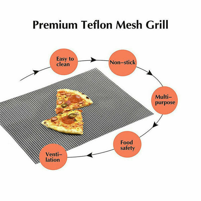 Non-Stick BBQ Grill Mat Teflon Fiberglass Reusable Up to 260°C 2 Sizes 3 / 6 / 10 Pcs