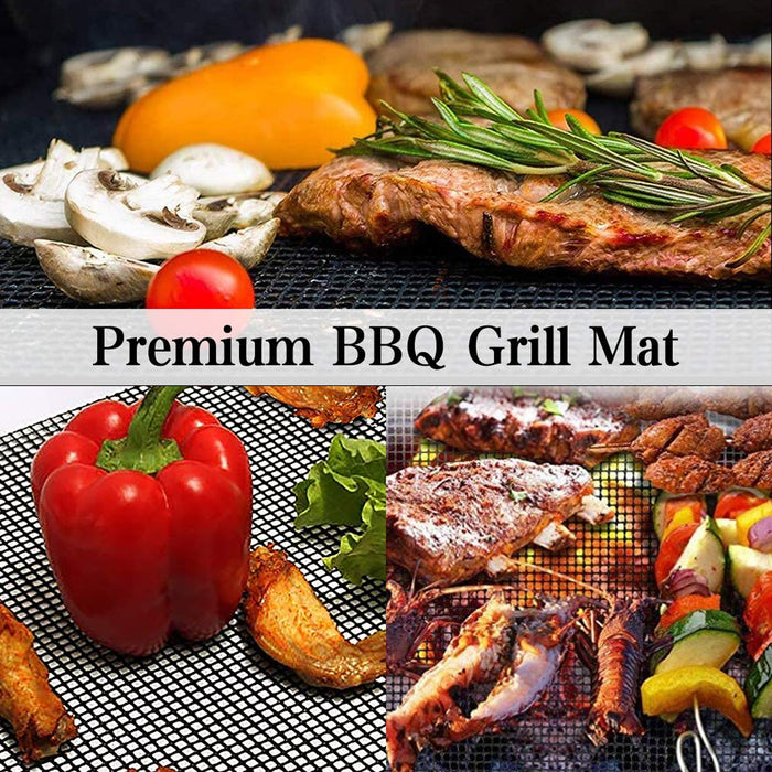 Non-Stick BBQ Grill Mat Teflon Fiberglass Reusable Up to 260°C 2 Sizes 3 / 6 / 10 Pcs