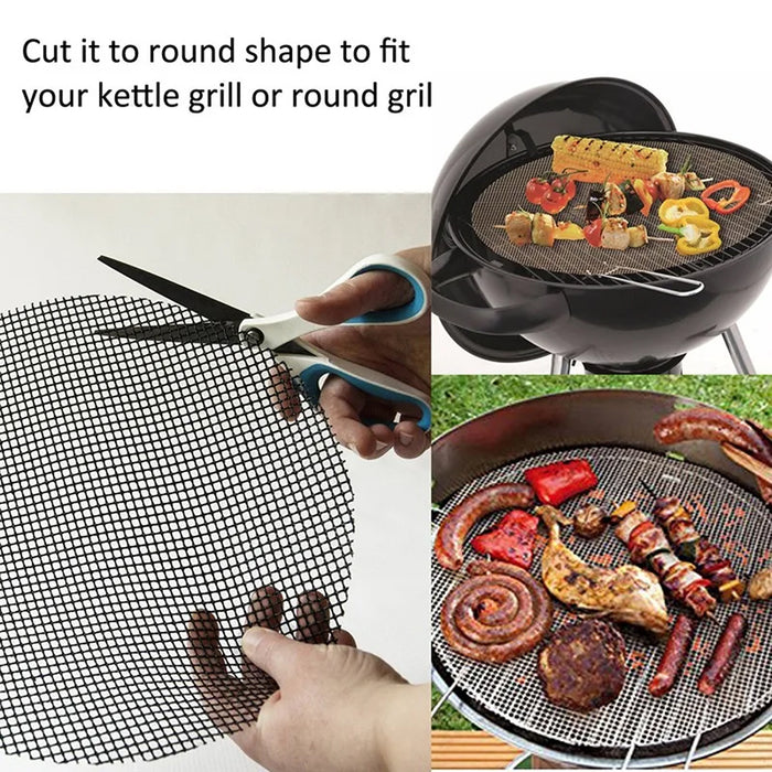 Non-Stick BBQ Grill Mat Teflon Fiberglass Reusable Up to 260°C 2 Sizes 3 / 6 / 10 Pcs