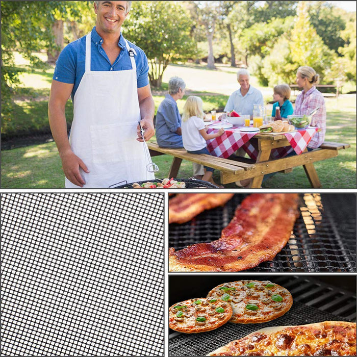Non-Stick BBQ Grill Mat Teflon Fiberglass Reusable Up to 260°C 2 Sizes 3 / 6 / 10 Pcs