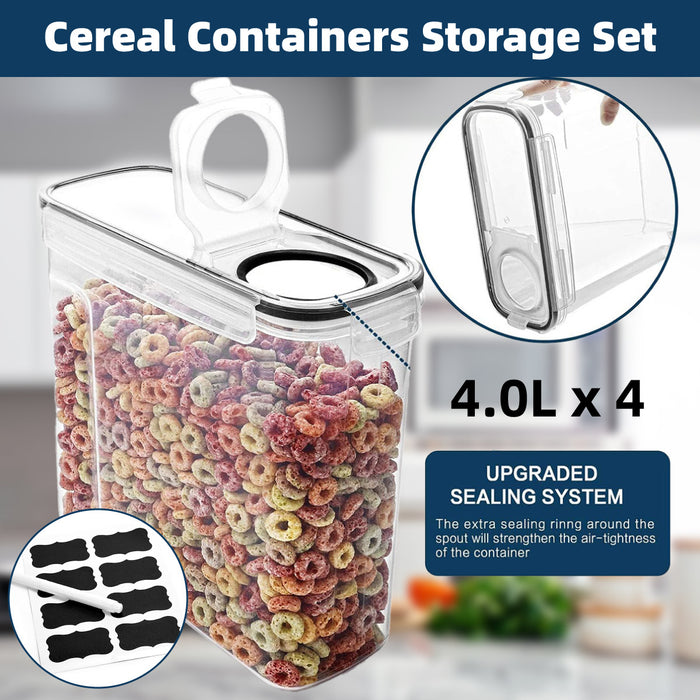 4 Pcs Airtight Food Storage Containers BPA-Free 4.2 QT / 4.0 L 24.5 x 11.5 x 24.5 cm