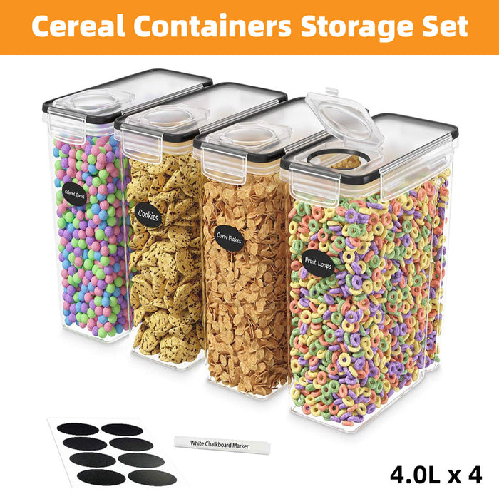 4 Pcs Airtight Food Storage Containers BPA-Free 4.2 QT / 4.0 L 24.5 x 11.5 x 24.5 cm