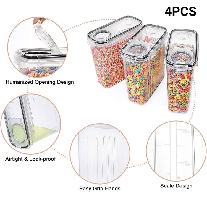4 Pcs Airtight Food Storage Containers BPA-Free 4.2 QT / 4.0 L 24.5 x 11.5 x 24.5 cm