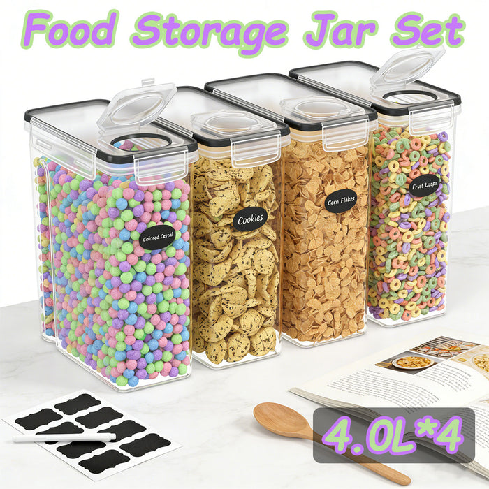 4 Pcs Airtight Food Storage Containers BPA-Free 4.2 QT / 4.0 L 24.5 x 11.5 x 24.5 cm