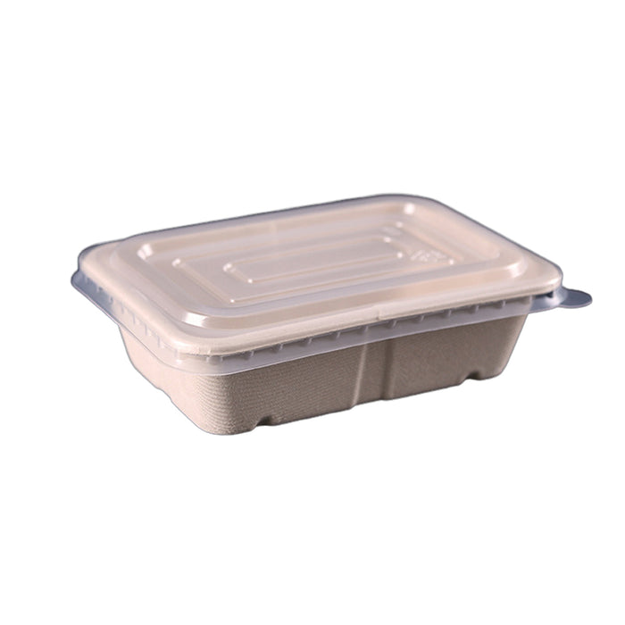 50 Pcs Square Biodegradable Pulp Lunch Boxes Leak-Proof Microwave Freezer Safe 650-950 ml