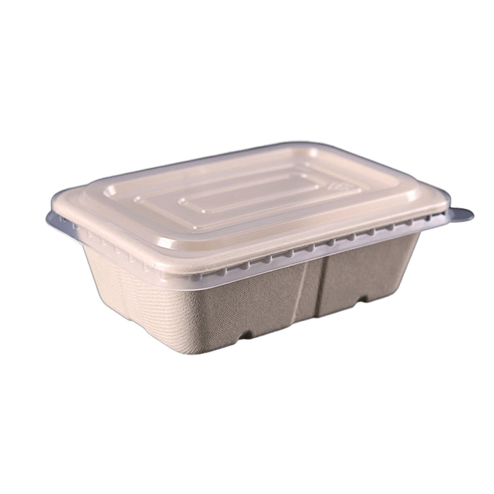 50 Pcs Square Biodegradable Pulp Lunch Boxes Leak-Proof Microwave Freezer Safe 650-950 ml
