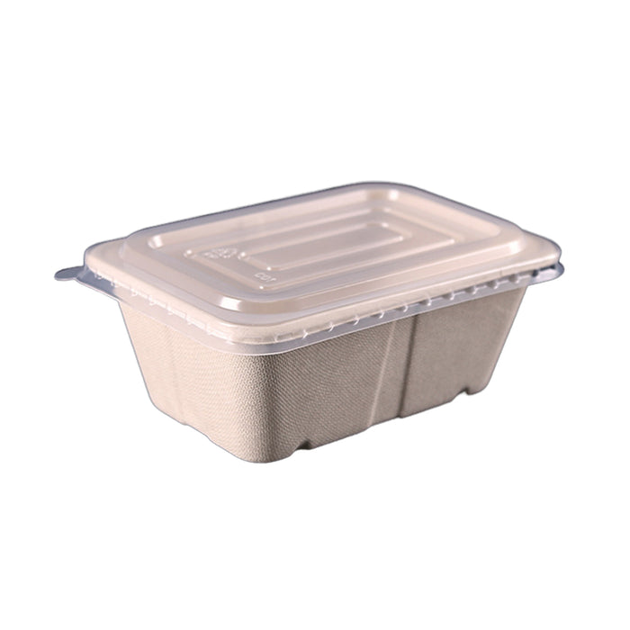 50 Pcs Square Biodegradable Pulp Lunch Boxes Leak-Proof Microwave Freezer Safe 650-950 ml