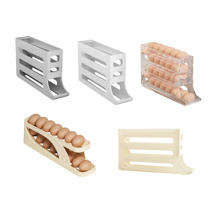 Automatic Scrolling Egg Rack Holder 2-Tier or 4-Tier Space-Saving Egg Storage