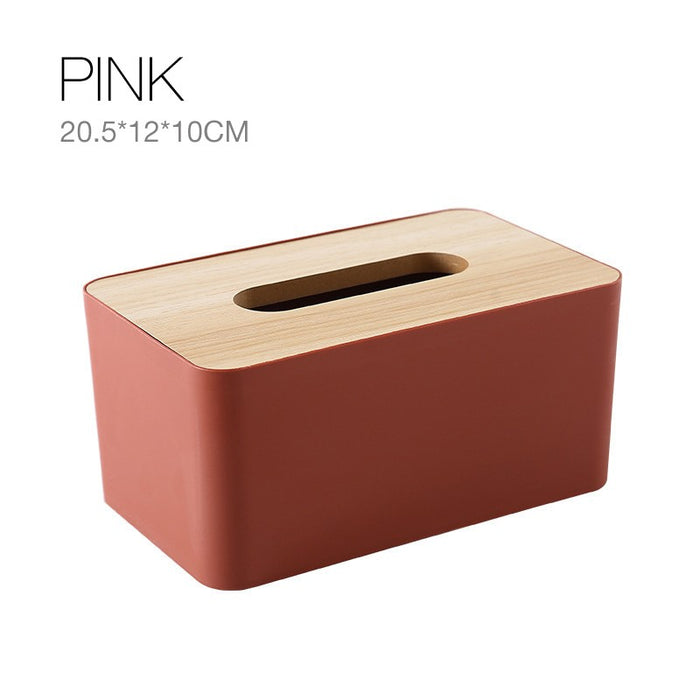 Wooden Tissue Box Cover PP + Wood European Style 4 Colours 20.5 x 12 x 10 cm