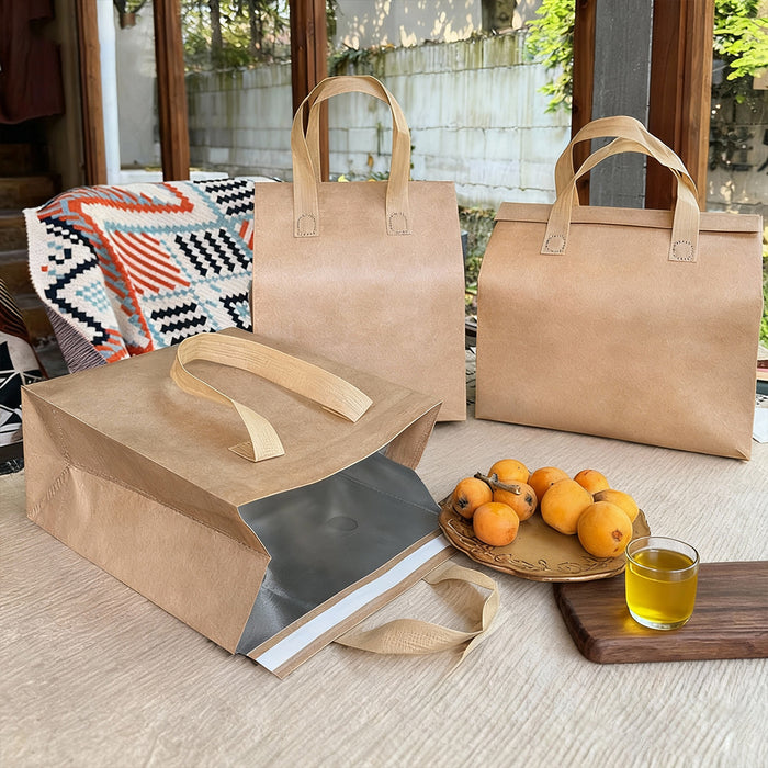 50 Pcs Thermal Insulated Takeaway Bags with Handle for Food Delivery in 3 Sizes