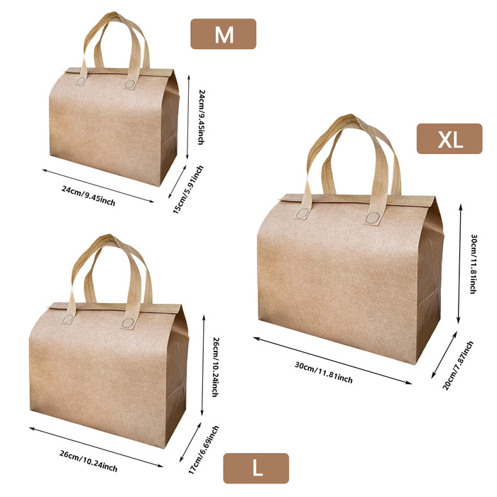 50 Pcs Thermal Insulated Takeaway Bags with Handle for Food Delivery in 3 Sizes