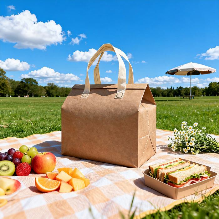 50 Pcs Thermal Insulated Takeaway Bags with Handle for Food Delivery in 3 Sizes