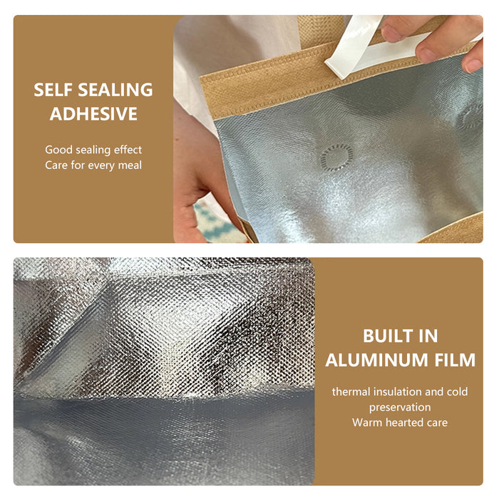 50 Pcs Thermal Insulated Takeaway Bags with Handle for Food Delivery in 3 Sizes
