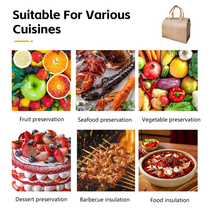 50 Pcs Thermal Insulated Takeaway Bags with Handle for Food Delivery in 3 Sizes