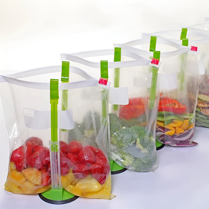 8pcs Adjustable Kitchen Bag Holder Stand Food Storage Organizer