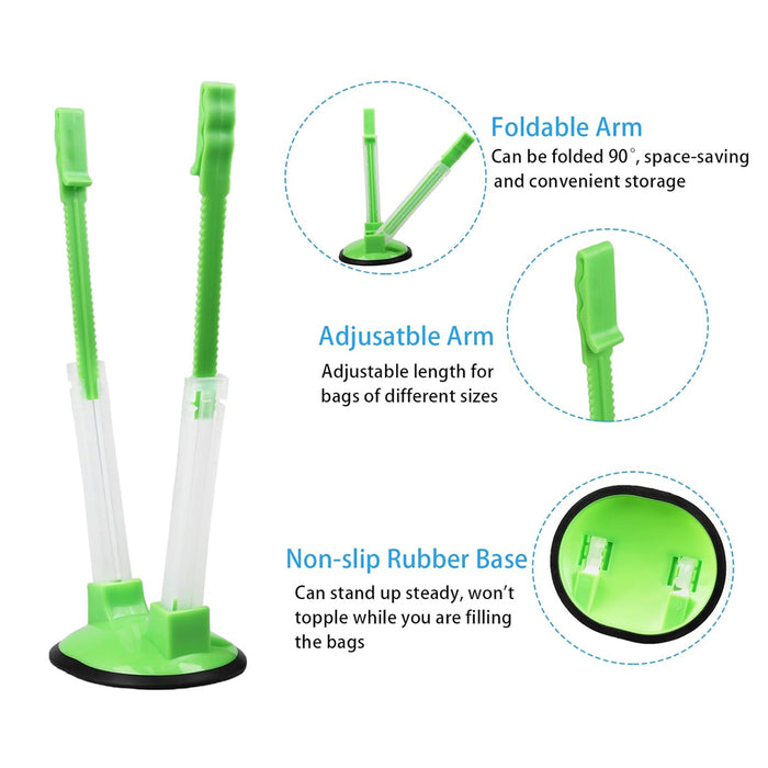 8pcs Adjustable Kitchen Bag Holder Stand Food Storage Organizer