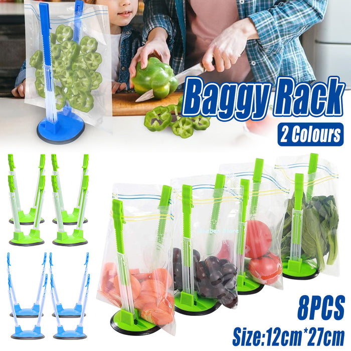 8pcs Adjustable Kitchen Bag Holder Stand Food Storage Organizer