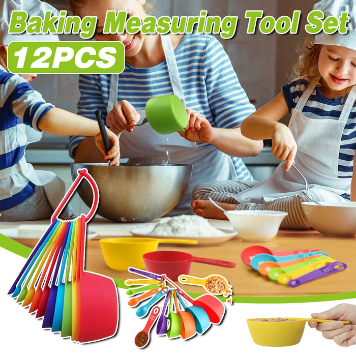 12 Piece Measuring Cups And Spoons Set BPA Free Plastic