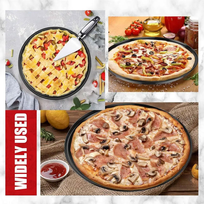 3 Pcs Non-Stick Perforated Pizza Pan Set Carbon Steel 24 cm / 26 cm / 28 cm