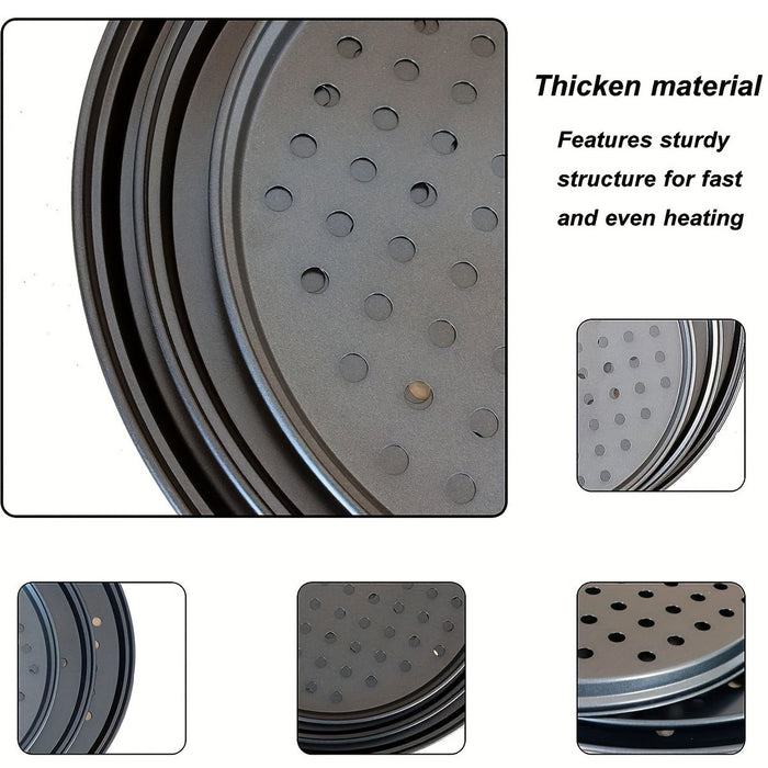 3 Pcs Non-Stick Perforated Pizza Pan Set Carbon Steel 24 cm / 26 cm / 28 cm