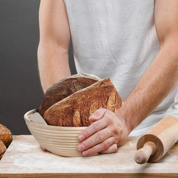 14 Piece Bread Baking Set Rattan Baskets Tool Kit
