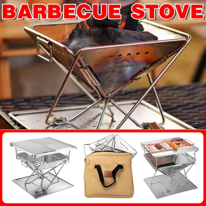 304 Stainless Steel Foldable BBQ Grill with Storage Bag 24.9 x 24 x 21.5 cm