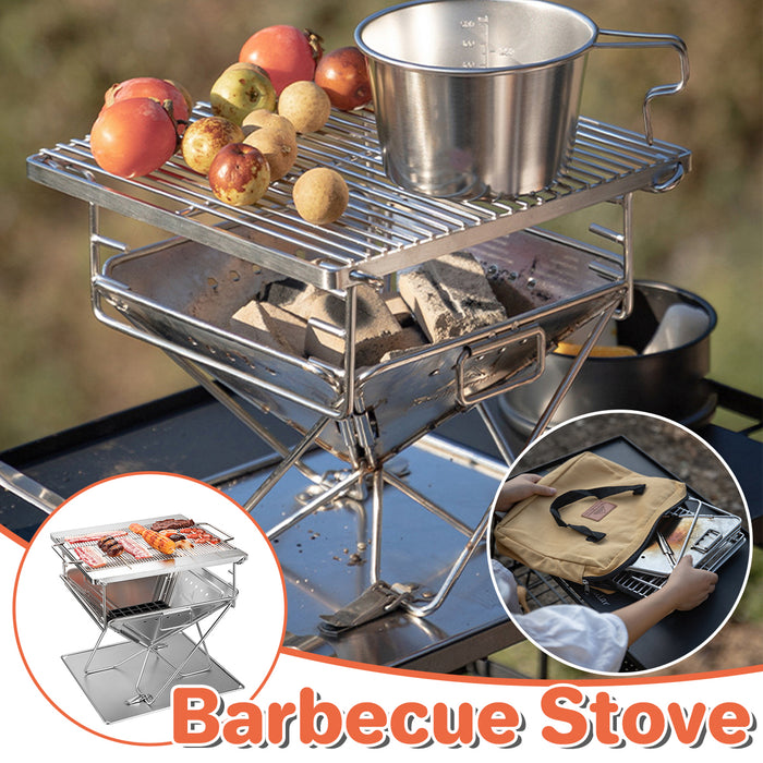 304 Stainless Steel Foldable BBQ Grill with Storage Bag 24.9 x 24 x 21.5 cm