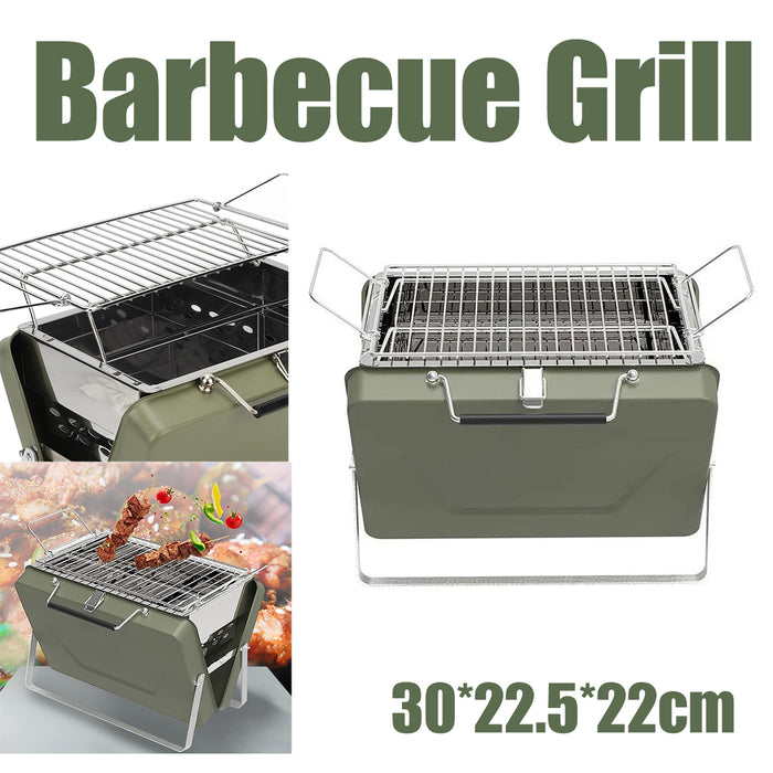 Portable Folding Barbecue Grill Stove Bean Green 30 x 22.5 x 22 cm for 2-4 People