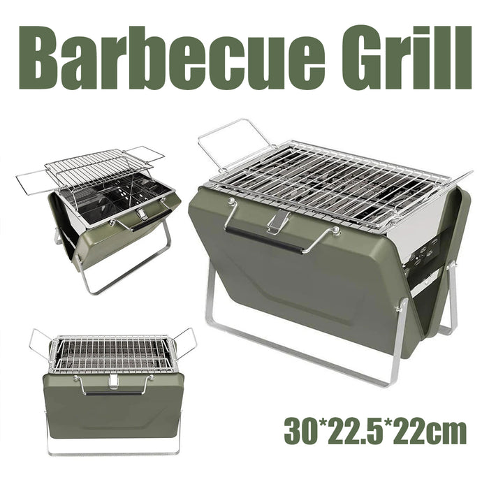 Portable Folding Barbecue Grill Stove Bean Green 30 x 22.5 x 22 cm for 2-4 People