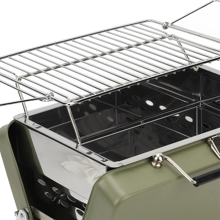 Portable Folding Barbecue Grill Stove Bean Green 30 x 22.5 x 22 cm for 2-4 People