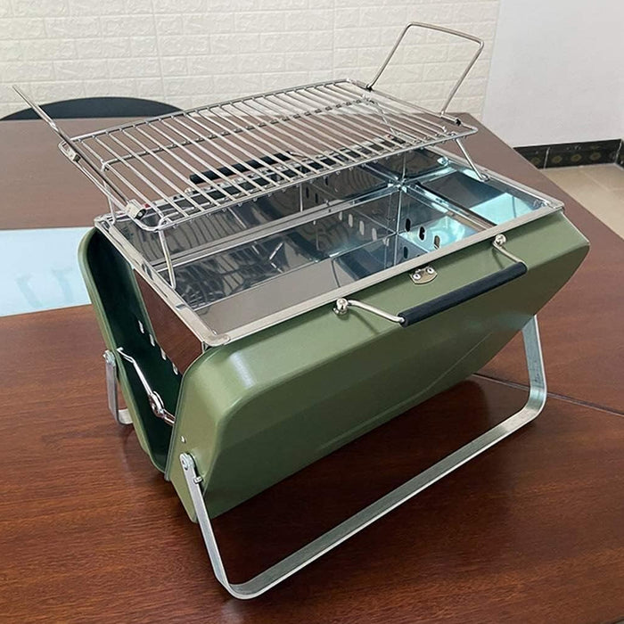 Portable Folding Barbecue Grill Stove Bean Green 30 x 22.5 x 22 cm for 2-4 People