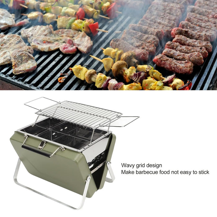 Portable Folding Barbecue Grill Stove Bean Green 30 x 22.5 x 22 cm for 2-4 People