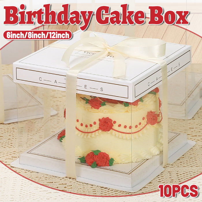 10 Pcs Clear PET Cake Box with Transparent Window Food Safe