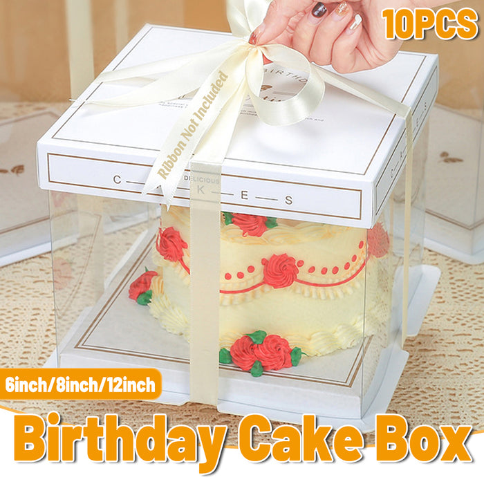 10 Pcs Clear PET Cake Box with Transparent Window Food Safe
