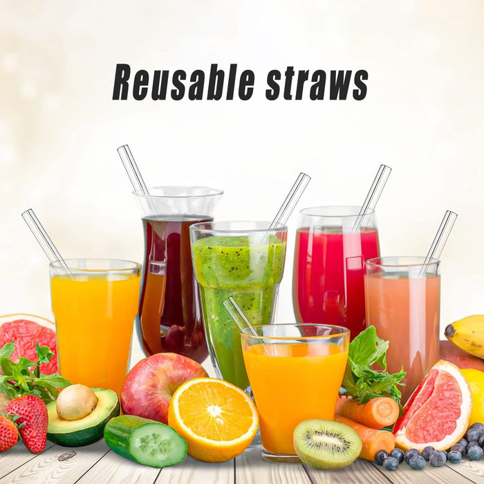 Clear Glass Straws Borosilicate, 20 cm