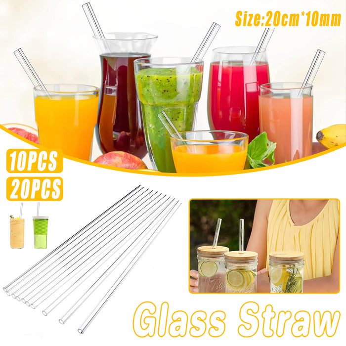 Clear Glass Straws Borosilicate, 20 cm