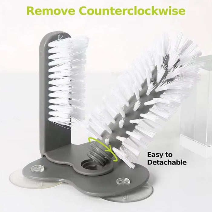 2 Pcs Wall-Mounted Multifunctional Cup Brush 360° Rotating PP PVC 17.5 x 14 cm