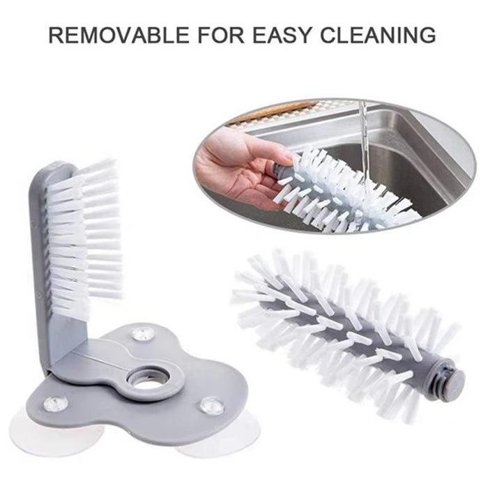 2 Pcs Wall-Mounted Multifunctional Cup Brush 360° Rotating PP PVC 17.5 x 14 cm