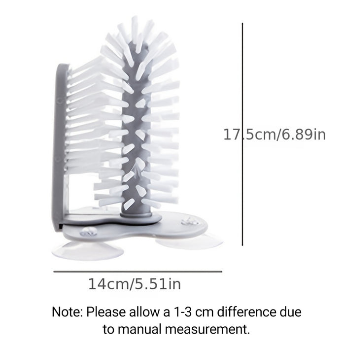 2 Pcs Wall-Mounted Multifunctional Cup Brush 360° Rotating PP PVC 17.5 x 14 cm