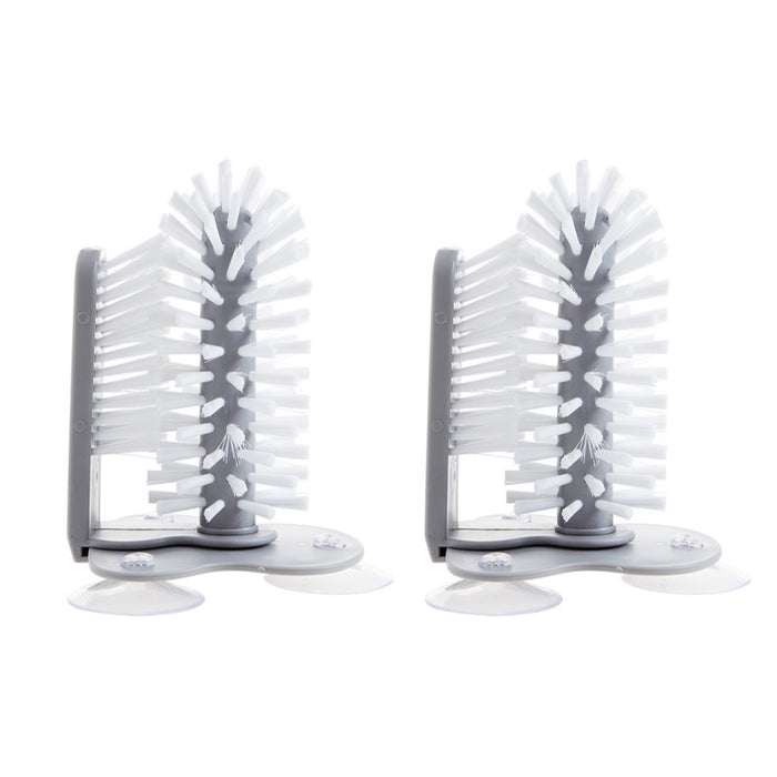 2 Pcs Wall-Mounted Multifunctional Cup Brush 360° Rotating PP PVC 17.5 x 14 cm