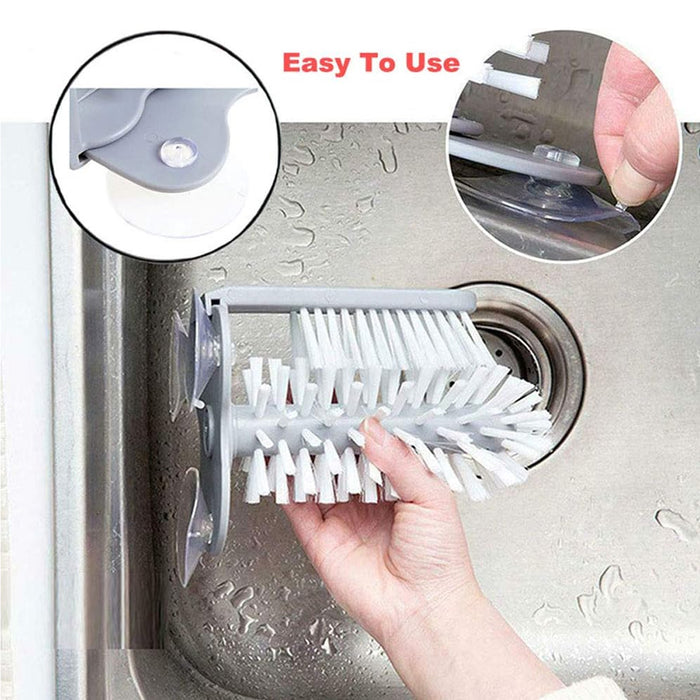 2 Pcs Wall-Mounted Multifunctional Cup Brush 360° Rotating PP PVC 17.5 x 14 cm