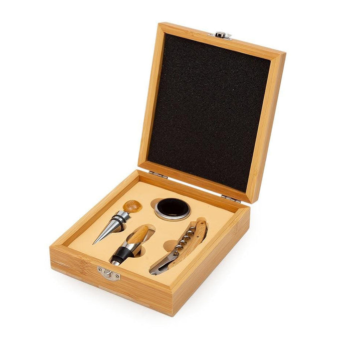 4-in-1 Wine Opener Set with Bamboo Box Stainless Steel