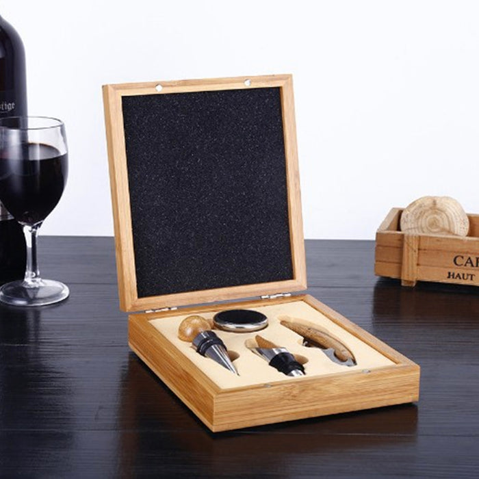 4-in-1 Wine Opener Set with Bamboo Box Stainless Steel